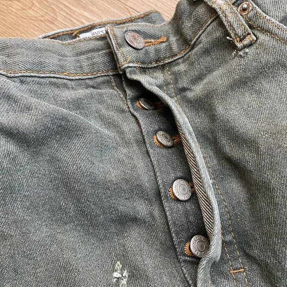 VTG LEVI'S 501 Button Fly Straight Leg Dark Green Denim 42 x 30 MADE IN THE USA‎ - Picture 5 of 15
